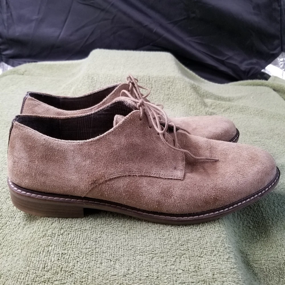 Steve Madden Men's Taupe Suede P-Crane Suede Leather Lace Up Oxfords Size 12